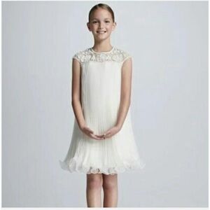 New Marchesa Target Neiman Marcus Ivory Pleated Sleeveless Beaded Dress Girls L